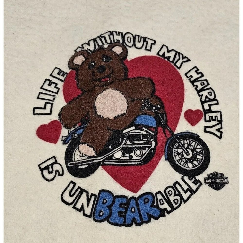 Vintage Chatham‎ Yellow Harley Davidson Teddy Bear Baby Blanket Nylon Trim